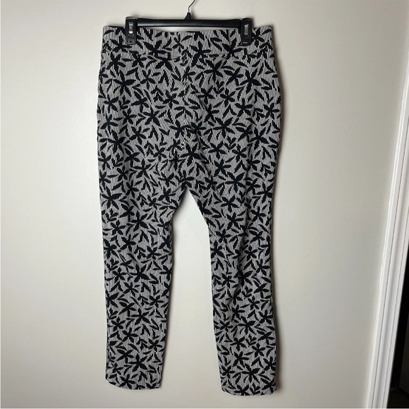 Lands' End Pants Size Large Pull On Cotton Spandex Blend Stretch Black White - Picture 5 of 7
